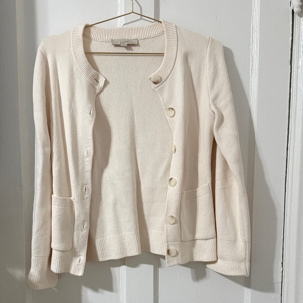 LOFT Cream Women's Cardigan Sweater